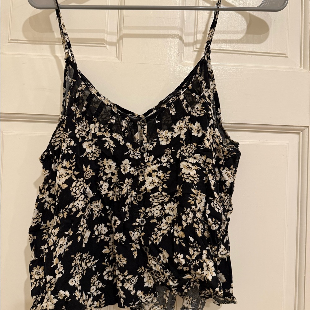 Forever 21 Black and White Floral Camisole